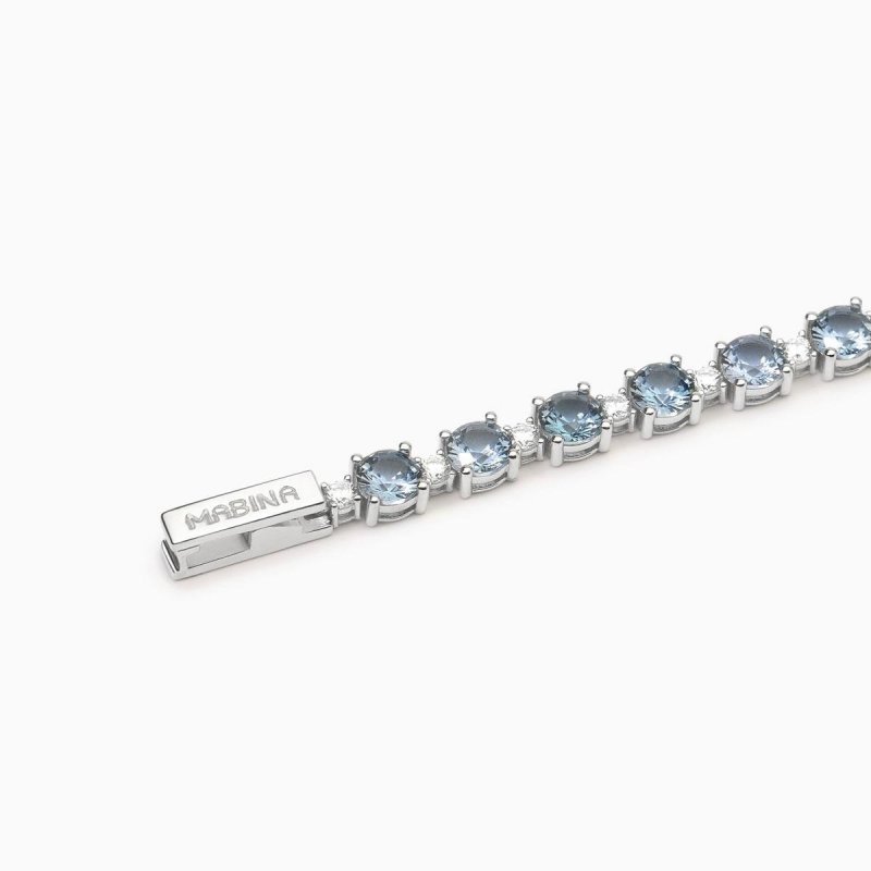 Mabina - Bracciale Con Acquamarina Sintetica - Argento - Zirconi