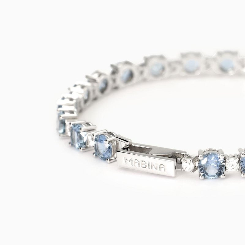 Mabina - Bracciale Con Acquamarina Sintetica - Argento - Zirconi