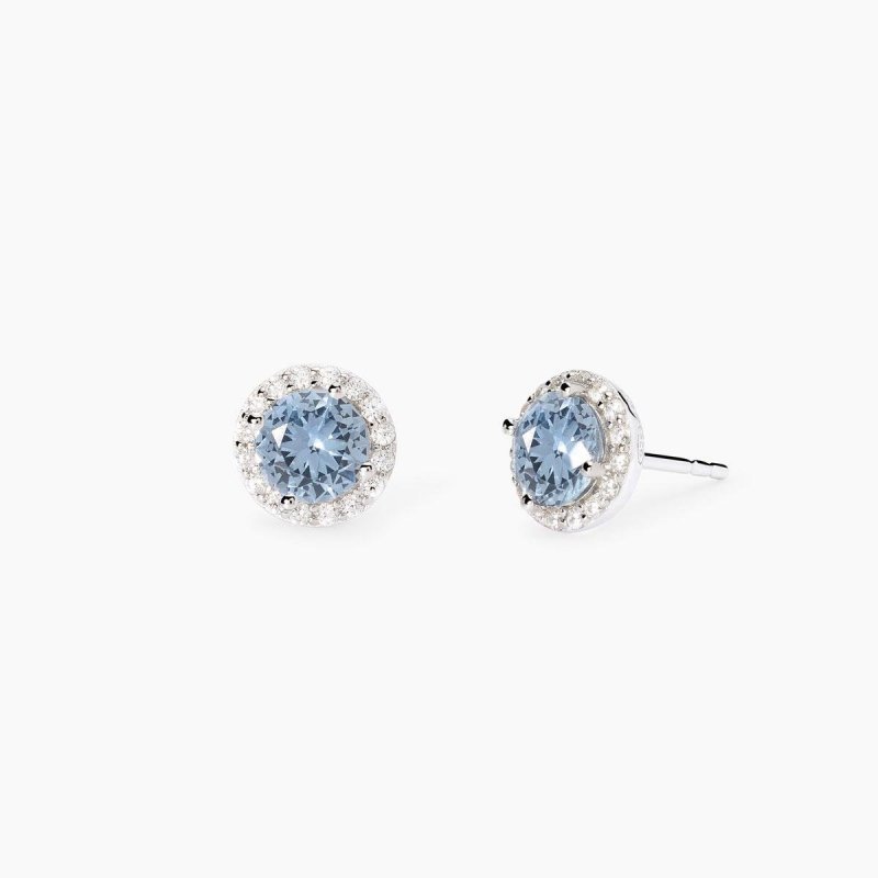 Mabina - Orecchini Lobo Con Acquamarina Sintetica - Argento 925
