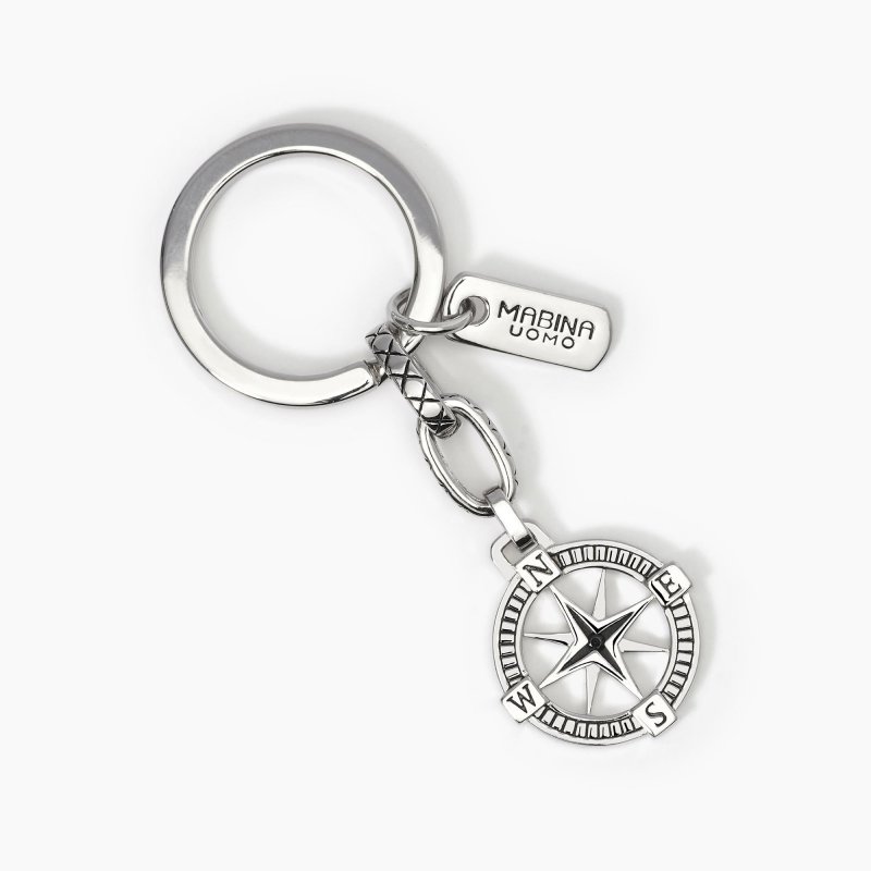 Mabina - Portachiavi Con Ciondolo Rosa Dei Venti - Argento - Zircone
