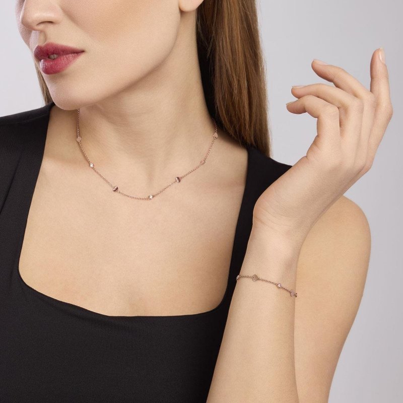 Mabina - Bracciale Con Cuori E Zirconi Sky Love - Argento 925 - Oro Rosa