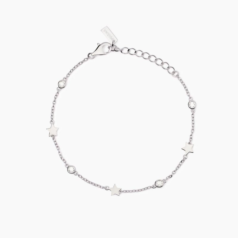 Mabina - Bracciale In Argento Con Stelle - Regolabile - Zirconi