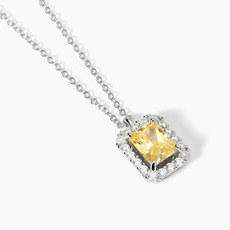 Mabina - Girocollo In Argento Con Zircone Lemon - Desiderio Infinito