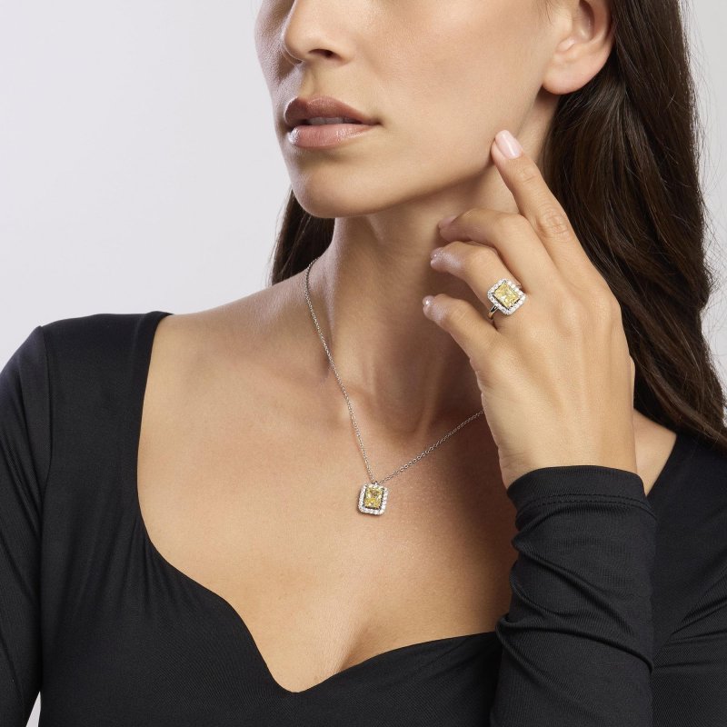 Mabina - Girocollo In Argento Con Zircone Lemon - Desiderio Infinito