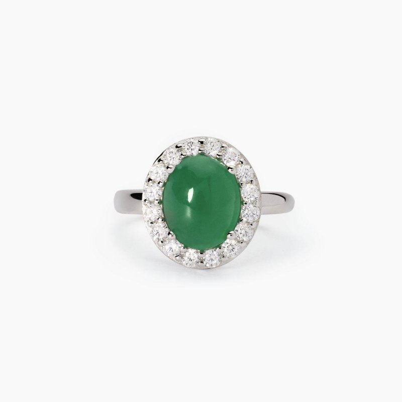 Mabina - Anello In Argento Con Agata Verde - Ginevra