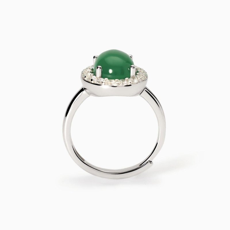 Mabina - Anello In Argento Con Agata Verde - Ginevra
