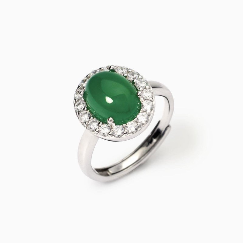 Mabina - Anello In Argento Con Agata Verde - Ginevra