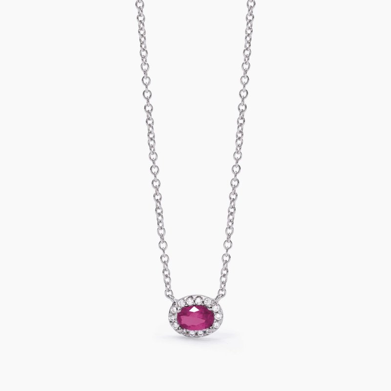 Mabina - Girocollo In Argento Con Rubino Sintetico - Elegante - Raffinato