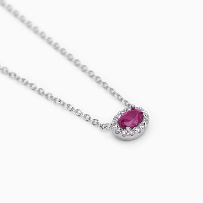 Mabina - Girocollo In Argento Con Rubino Sintetico - Elegante - Raffinato