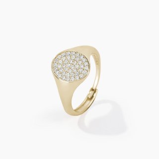 Mabina - Anello Chevalier Regolabile - Dorato - Pavé