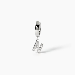 Mabina - Orecchino Lettera 'N' - Argento 925 - Zirconi