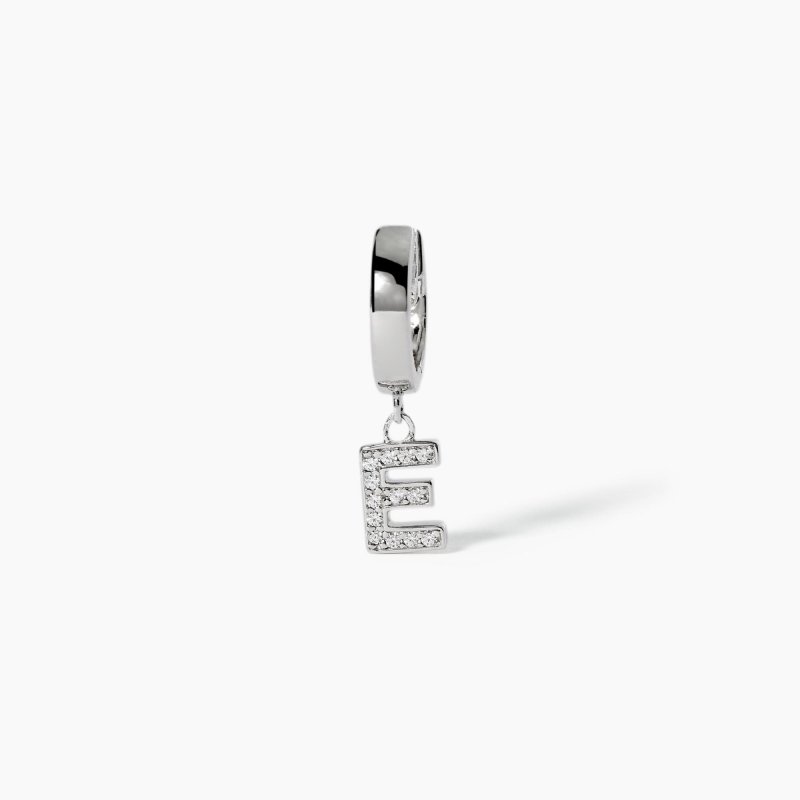 Mabina - Orecchino Lettera 'E' - Argento 925 - Zirconi