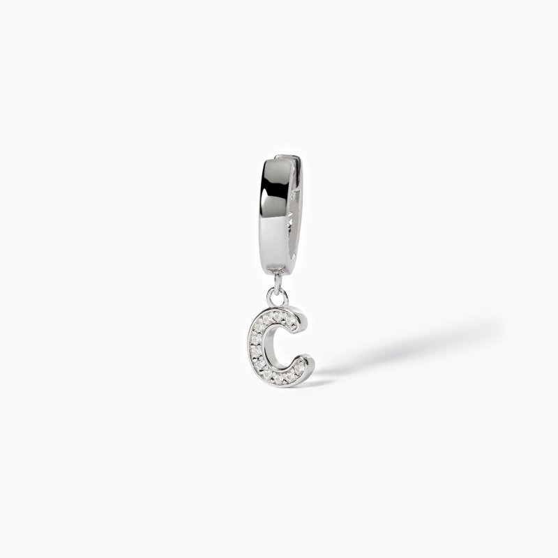 Mabina - Orecchino Lettera 'C' - Argento 925 - Zirconi