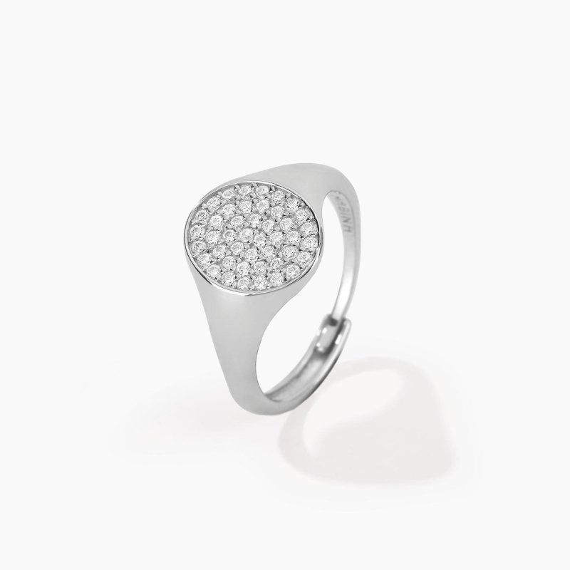 Mabina - Anello Chevalier - Regolabile - Pavé Di Zirconi