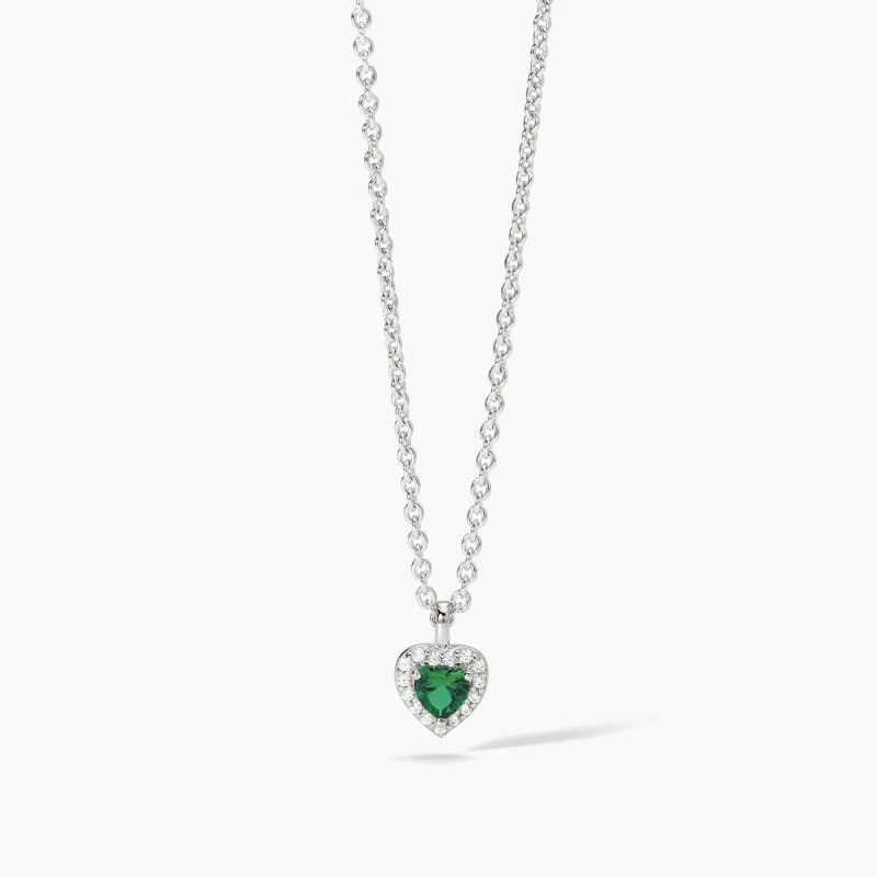 Mabina - Girocollo Love Affair - Argento - Smeraldo Sintetico