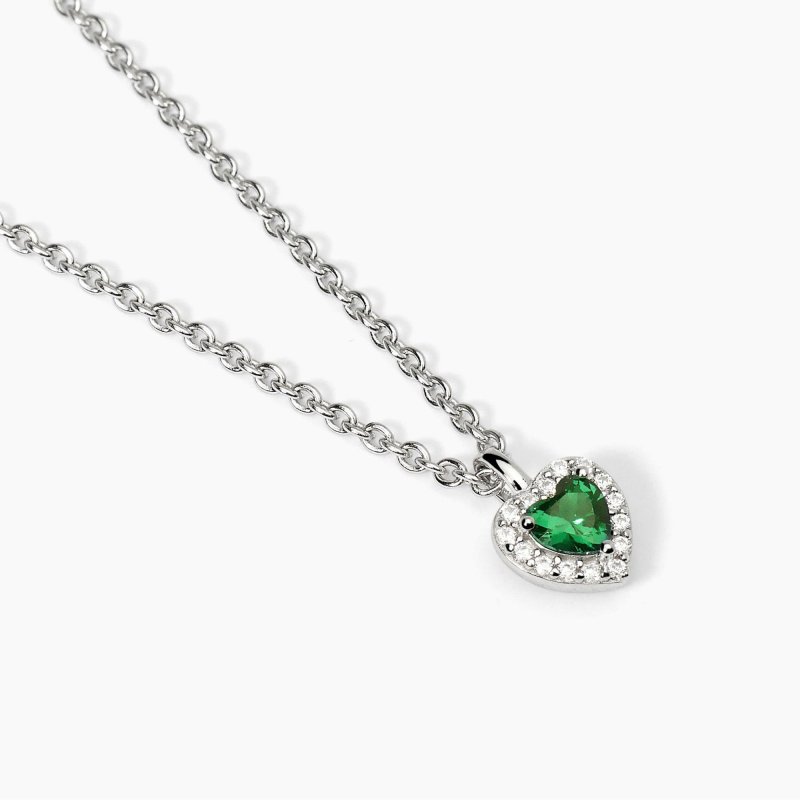 Mabina - Girocollo Love Affair - Argento - Smeraldo Sintetico