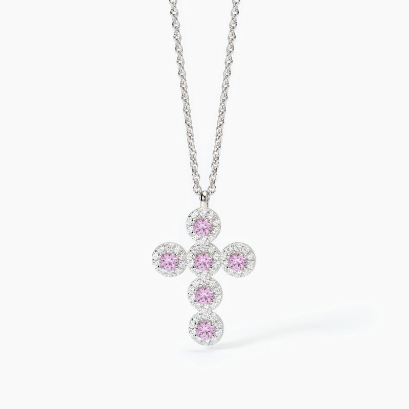 Mabina - Girocollo In Argento Con Ciondolo Croce - Tormaline Sintetiche