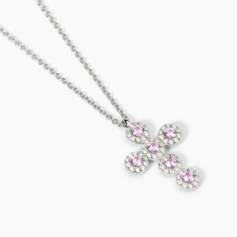 Mabina - Girocollo In Argento Con Ciondolo Croce - Tormaline Sintetiche
