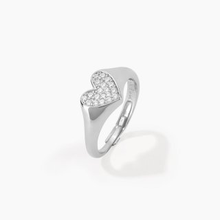 Mabina - Anello Chevalier Regolabile - Cuore - Zirconi