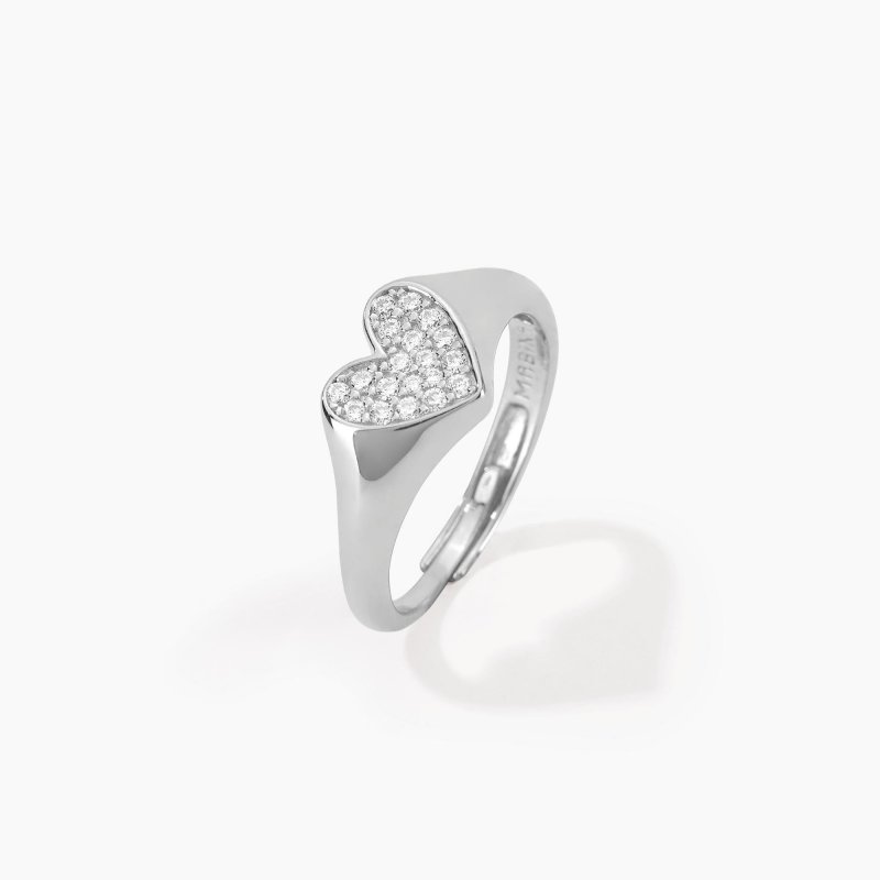 Mabina - Anello Chevalier Regolabile - Cuore - Zirconi