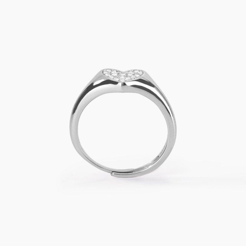 Mabina - Anello Chevalier Regolabile - Cuore - Zirconi