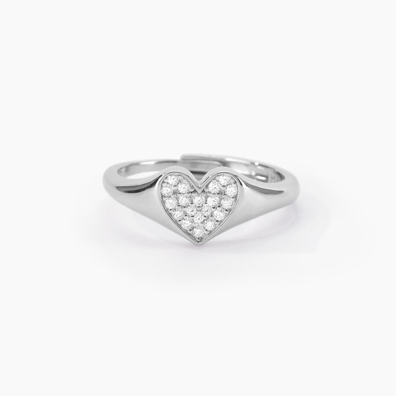 Mabina - Anello Chevalier Regolabile - Cuore - Zirconi