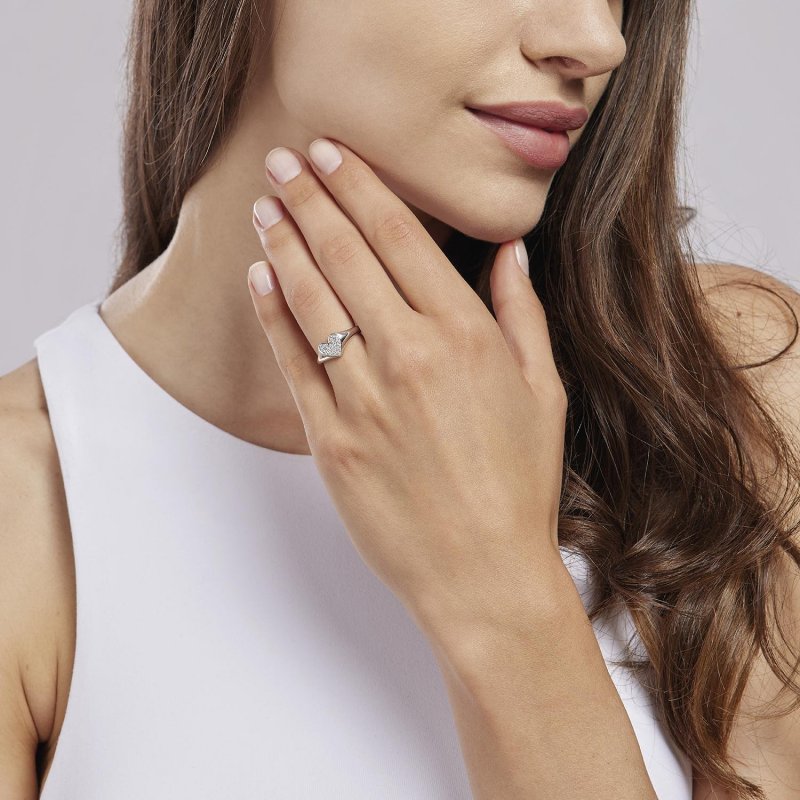 Mabina - Anello Chevalier Regolabile - Cuore - Zirconi