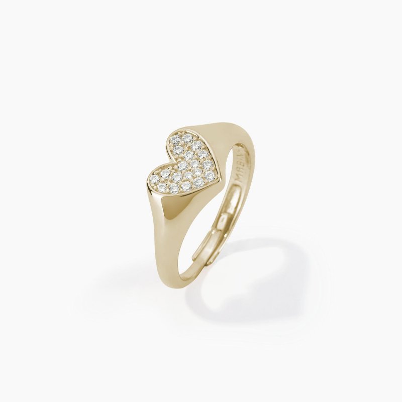 Mabina - Anello Chevalier Regolabile - Cuore - Pavé