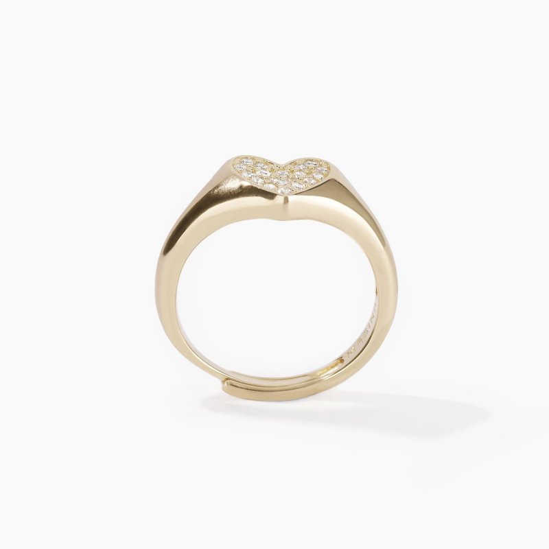 Mabina - Anello Chevalier Regolabile - Cuore - Pavé
