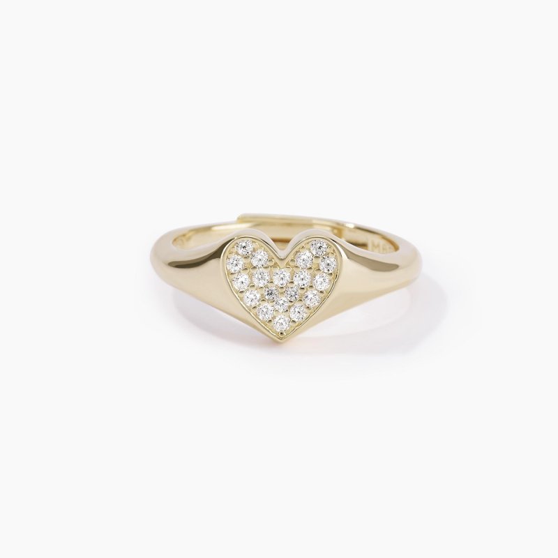 Mabina - Anello Chevalier Regolabile - Cuore - Pavé
