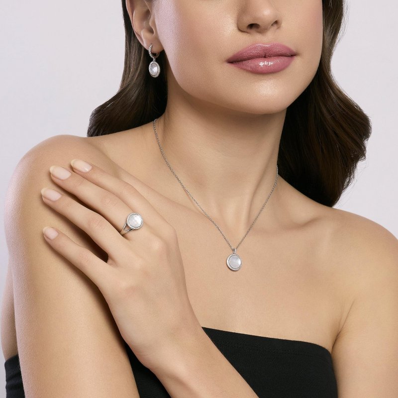 Mabina - Orecchini In Argento Con Pendente - Madreperla