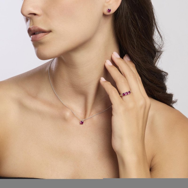 Mabina - Orecchini In Argento - Rubini Sintetici - Shiny