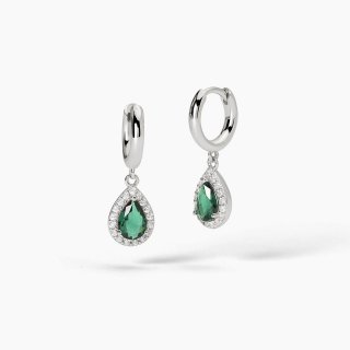 Mabina - Orecchini A Cerchio Con Smeraldi Sintetici - Argento - Zirconi