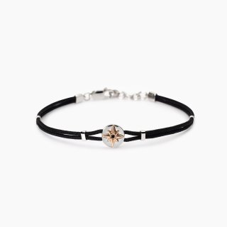 Mabina - Bracciale Uomo Con Rosa Dei Venti - Argento - Nylon