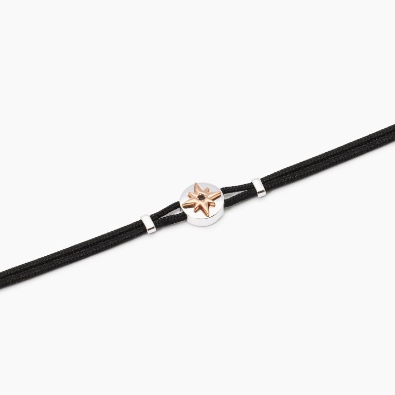 Mabina - Bracciale Uomo Con Rosa Dei Venti - Argento - Nylon