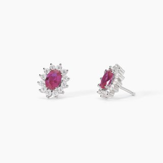 Mabina - Orecchini In Argento - Rubino Sintetico - Ovale