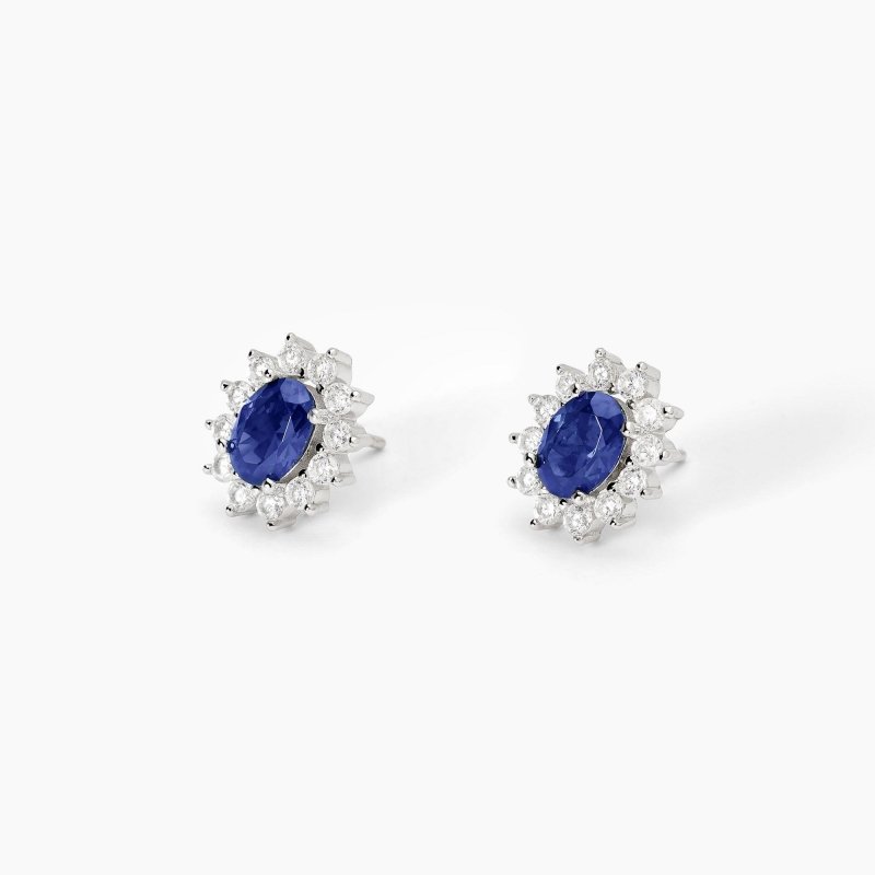 Mabina - Orecchini In Argento - Zaffiro Sintetico - Zirconi