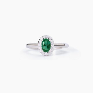 Mabina - Anello In Argento - Smeraldo Sintetico - Zirconi