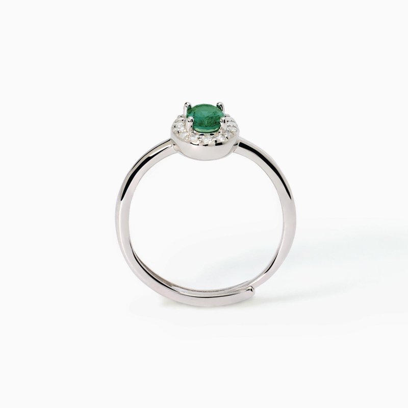 Mabina - Anello In Argento - Smeraldo Sintetico - Zirconi