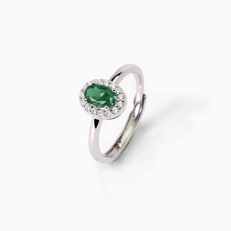 Mabina - Anello In Argento - Smeraldo Sintetico - Zirconi