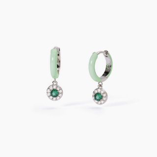 Mabina - Orecchini A Cerchio - Smalto Verde - Smeraldo Sintetico