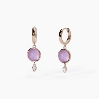 Mabina - Orecchini Con Pendente - Giada Lavanda - Oro Rosa