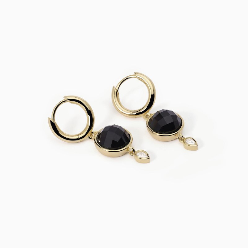 Mabina - Orecchini In Argento Con Pendente In Agata Nera - Eleganza E Stile