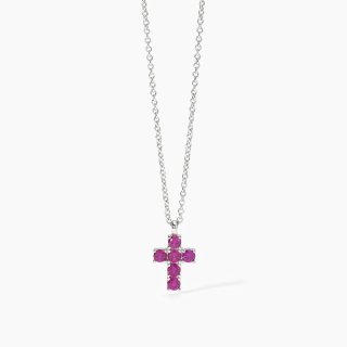 Mabina - Girocollo Croce Del Sud - Argento - Rubini Sintetici
