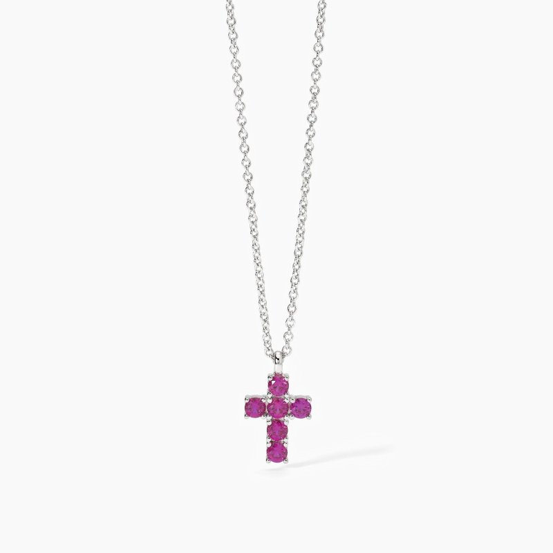 Mabina - Girocollo Croce Del Sud - Argento - Rubini Sintetici