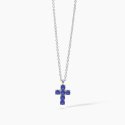 Mabina - Girocollo In Argento Con Ciondolo Croce - Zaffiri Sintetici