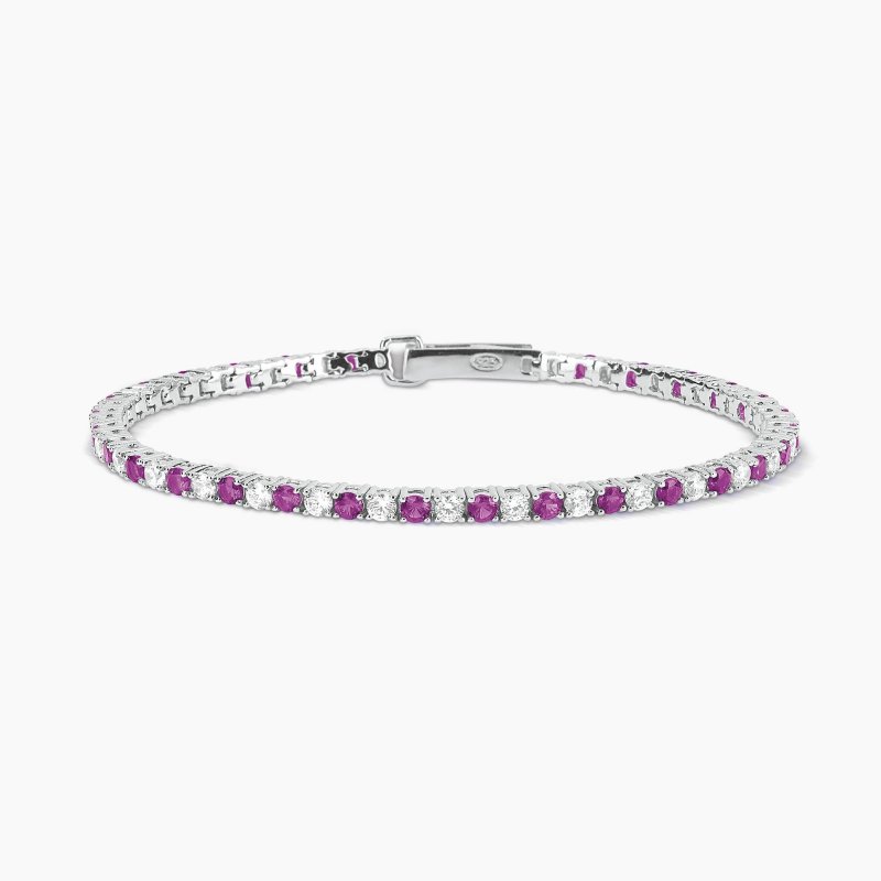 Mabina - Bracciale Tennis Rubini Sintetici - Argento 925