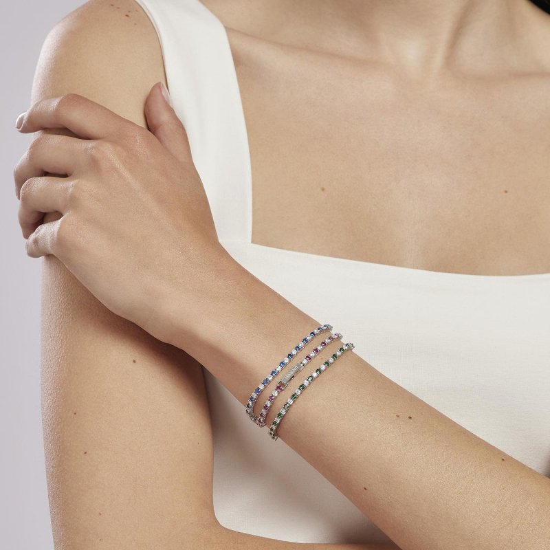 Mabina - Bracciale Tennis Rubini Sintetici - Argento 925