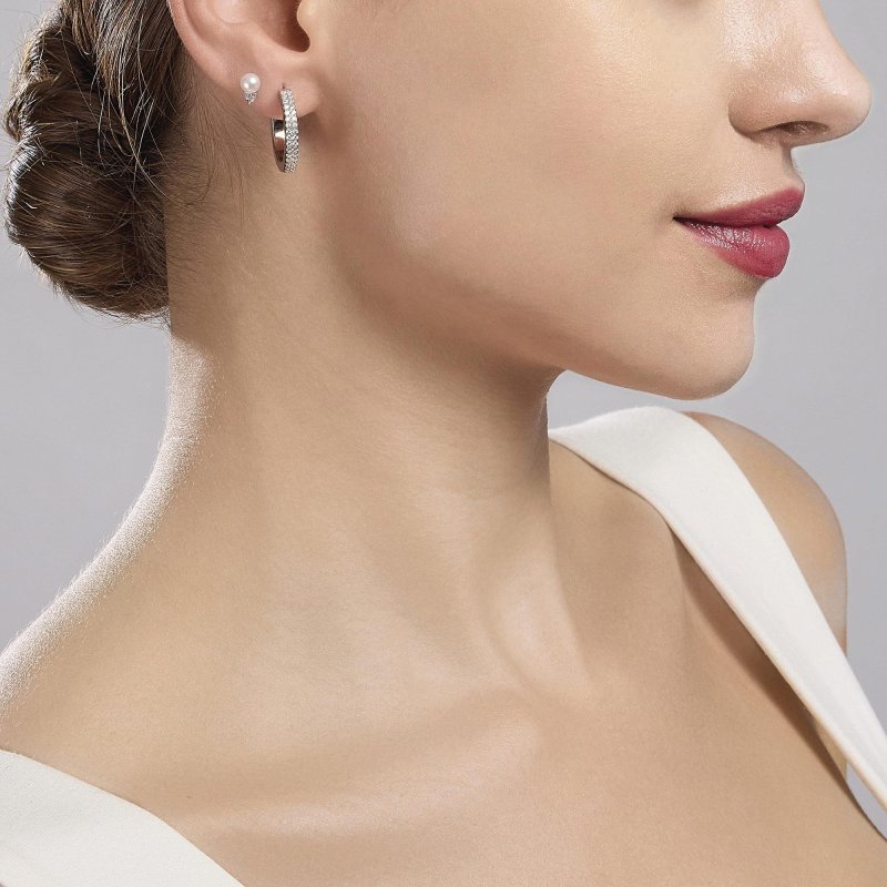 Mabina - Monorecchino Con Perla Coltivata - Argento 925 - Zirconi