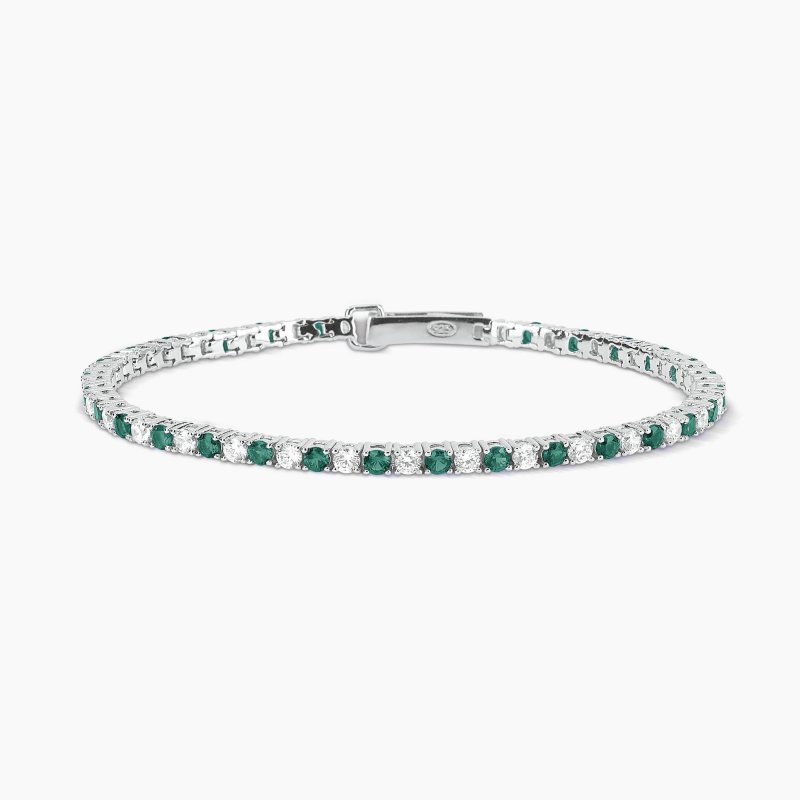 Mabina - Bracciale Tennis Smeraldi Sintetici - Argento 925